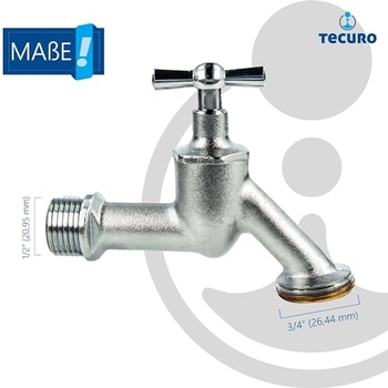 Tecuro Auslaufventil 1/2 Zoll Mit Haubengriff | Messing Verchromt Mit Wandrosette