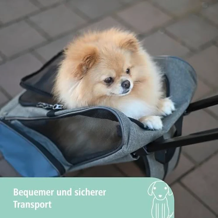 Kerbl Tiertransportbox Kerbl Trolley Vacation, grau/blau, 41x26x55 cm, 80570 - Teleskoparm, verschließbar, inkl. Kurzleine – Bild 6