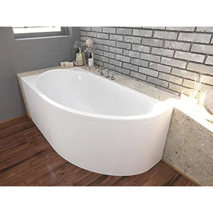Polimat BADLAND MIKI Eckbadewanne, 140x70 cm, Weiß, Komplettset mit Acrylschürze, Füßen und Chrom Automatik Ablaufgarnitur, Made in EU – Bild 2