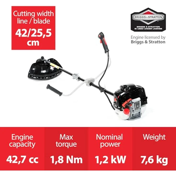 NAX POWER PRODUCTS 600B Motor 42,7 cm3 1,2kW Briggs & Stratton Lizenzware Benzin-Sense Freischneider Rasentrimmer, Schwarz – Bild 4