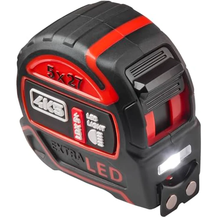 4K5 LDX 5+, 5 m LED Rollbandmaß mit Magnet & USB-C Akku, weißes Band, Stoppfunktion & Nylon-Coating – robustes Profi Maßband für Baustelle und Handwerk – Bild 2