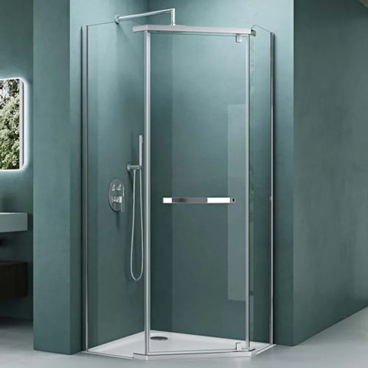 Mai & Mai Fünfeck-Duschkabine Ravenna08, 90x90 cm mit 8mm ESG-Sicherheitsglas und Nano-Beschichtung, klar