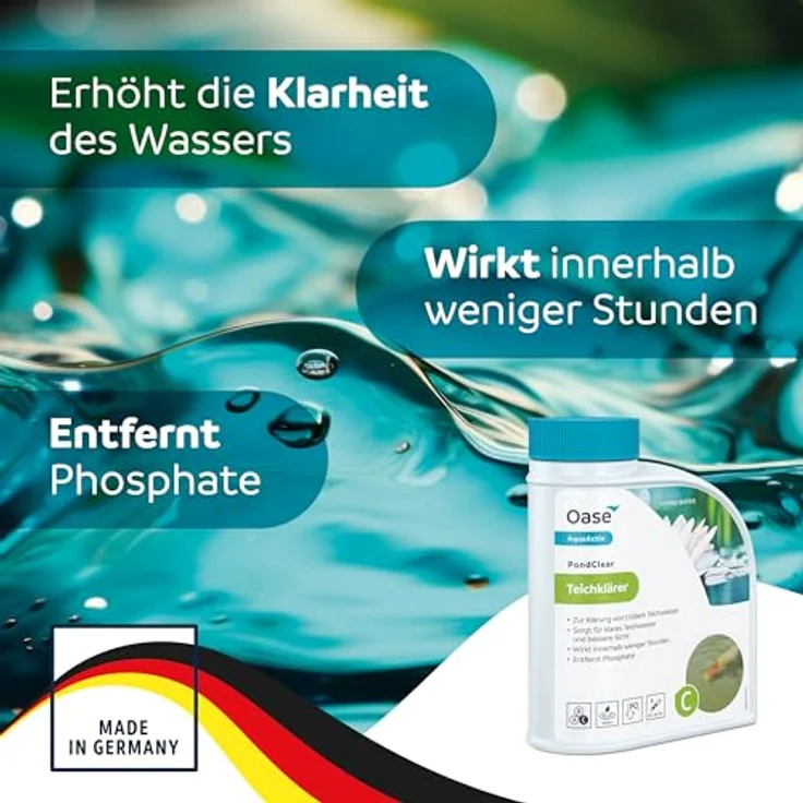 Oase 43140 AquaActiv PondClear Teichklärer 500 ml - sofort wirkende Teichpflege bindet Schwebealgen und wirkt gegen nicht filtrierbare Verunreinigungen im Teich Schwimmteich Koiteich – Bild 2