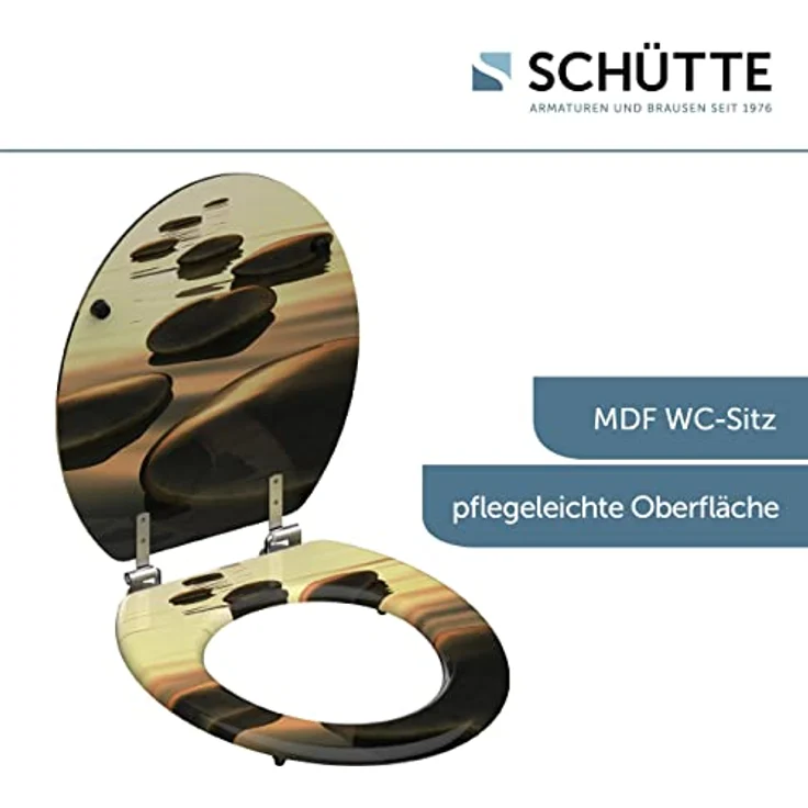 Schütte MDF WC-Sitz Sea Stone, langlebiger Toilettendeckel mit hygienischer Oberfläche und einfacher Montage – Bild 3
