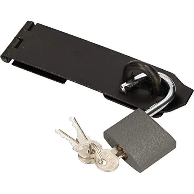 KOTARBAU® Überfalle Mit Vorhängeschloss Verschiedene Gr.Überfallscharnier Überwurf Panzerriegel Türschloss Sicherheitsüberfalle Pulverbeschichtet Haspe (170 mm)