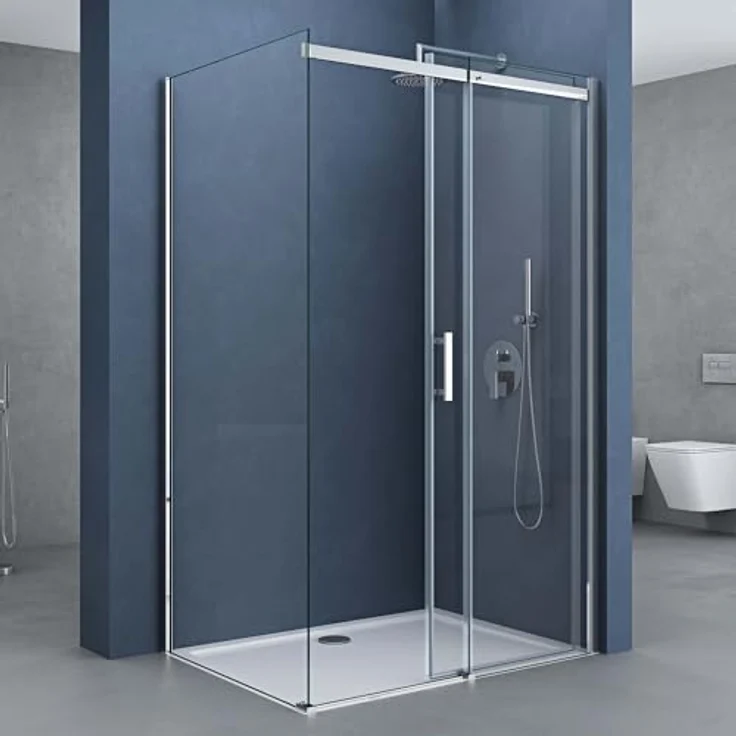 doporro Eckdusche Duschkabine Ravenna18 ESG-Sicherheitsglas Easy-Clean Duschabtrennung, BxT: 100x75 cm, Einscheibensicherheitsglas, Nano-Beschichtung, mit Schiebetür in Klarglas – Bild 2