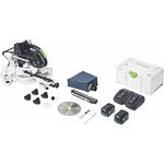 Festool Akku-Kapp-Zugsäge KSC 60 EB 5,0 I-Plus KAPEX 577665 (mit Kreissägeblatt, Schraubzwinge, LED-Schlaglicht, Winkelschmiege, Erhöhung, Staubfangbeutel, Innensechskantschlüssel, Energie-Set)