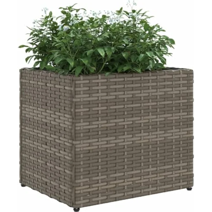 vidaXL Pflanzkübel 2 STK. Grau 36x30x32 cm Polyrattan mit langlebigem PE-Rattan-Material – Bild 4