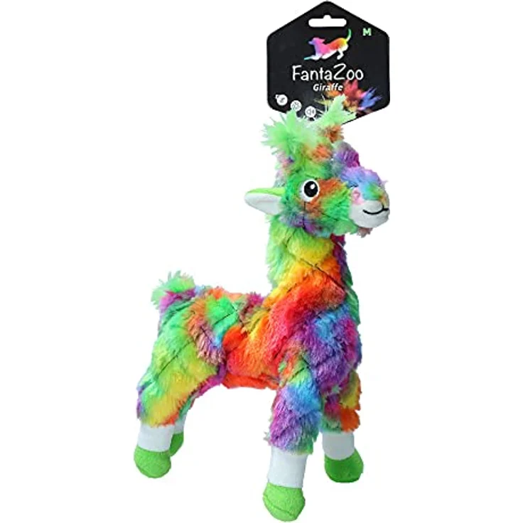 FantaZoo Giraffe - Buntes und recyceltes Hundekuscheltier - sehr robust, weich und langlebig - geeignet für mittelgroße Hunde - M - 24 x 7 cm – Bild 1