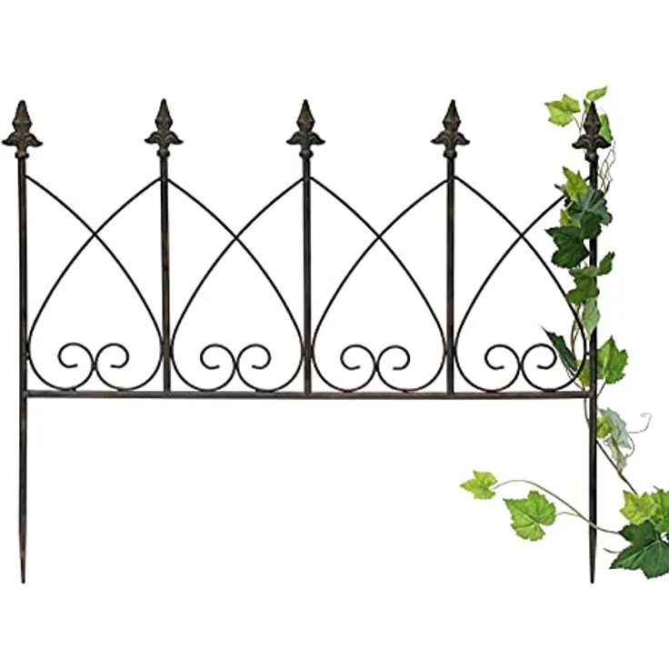 DanDiBo Rankhilfe Metall Blumengitter 60 cm Freistehend Rankgitter 96015 Steckzaun Kletterhilfe Stab Rost Imitat, Braun, Höhe inkl. Spieß 50 cm, Breite 60 cm