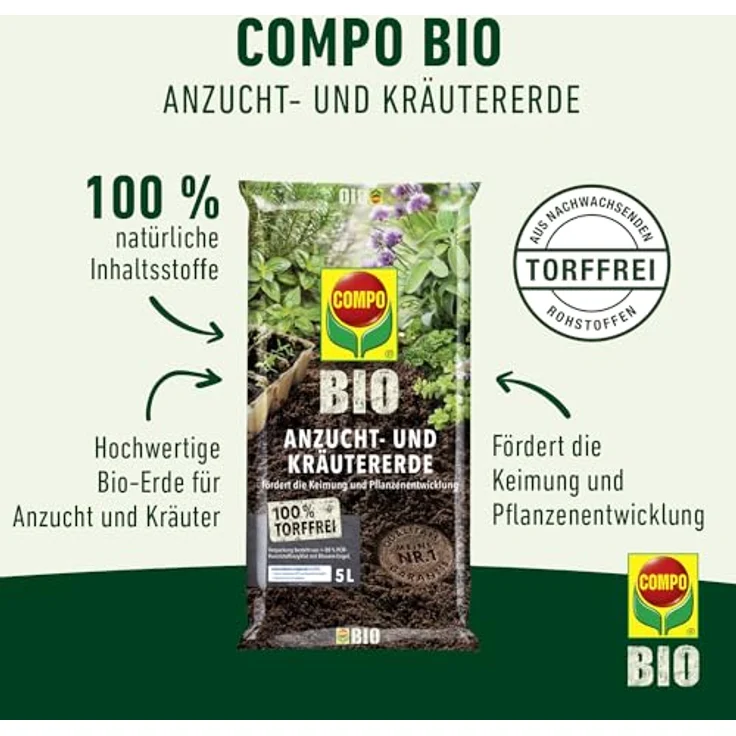 Compo Bio Anzucht- und Kr¤utererde, 5 Ltr – Bild 2
