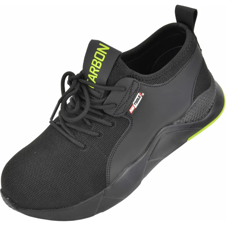 AWTools Carbon-Schuhe, leichte Sicherheitsschuhe Gr. 45 mit Kevlar-Durchtrittschutz und rutschfester Gummisohle