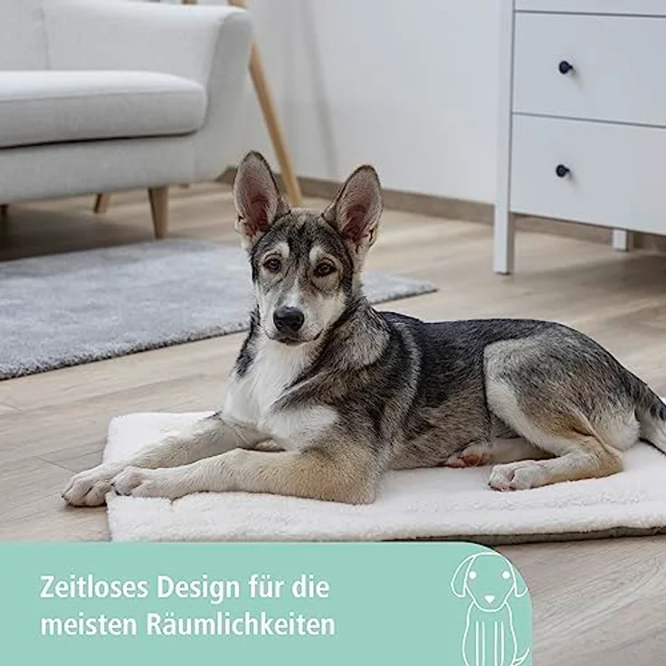 Kerbl Pet Liegekissen Cleo für Hunde und Katzen, wendbar, aus Softplüsch / Velourstoff, ideal als Einlage für Transportboxen, 58 x 36 x 4 cm, Grau – Bild 5