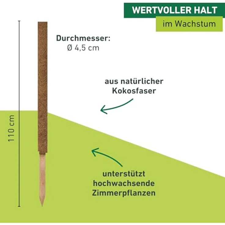 Windhager Pflanzstab Kokos, Rankstab Rankhilfe Blumenstab Kokosstab, zur Dekoration, aus natürlicher Kokosfaser, verlängerbar, 110 cm, 05663 – Bild 3