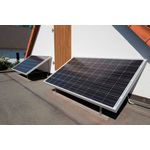 Sunset SUNpay®600plus, 600 W Monokristallines Solarmodul mit Edelstahl-Halterungs-Set, auch für E-Bike-Ladung geeignet