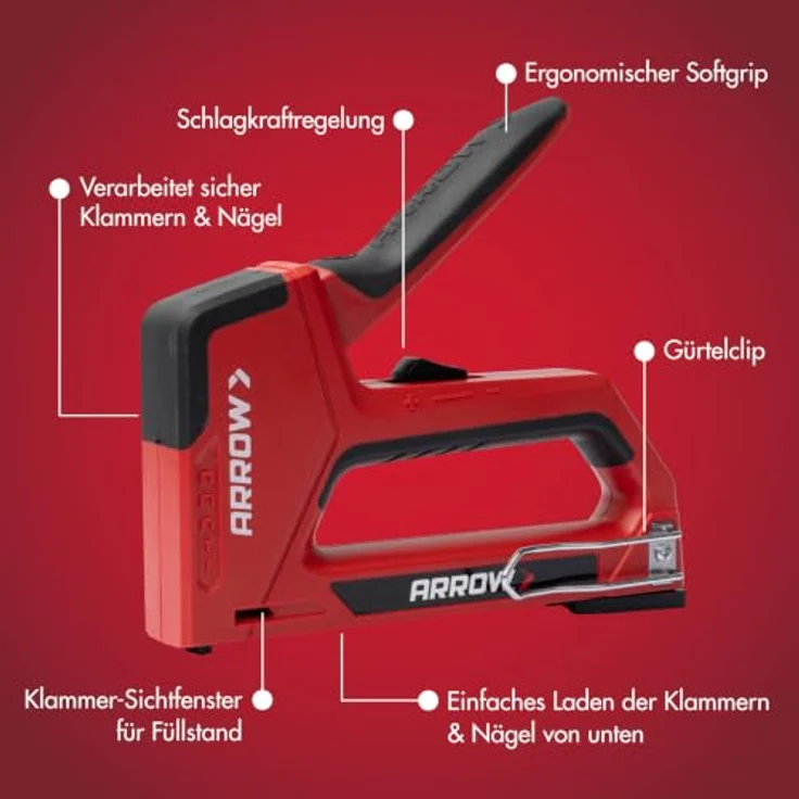 Arrow Handtacker T501, vielseitiger Nagler für Klammern 6 mm - 14 mm und Nägel, leichtes Gehäuse, ergonomischer Griff, Schnelllade-Mechanismus – Bild 3