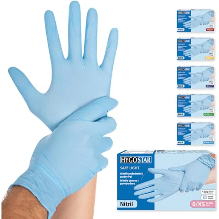 100 Stk Nitril Handschuhe Safe Light puderfrei blau 6 – Bild 2