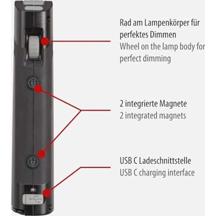 Brennenstuhl Akku LED Arbeitsleuchte SANSA 401 A/LED Werkstattlampe mit Akku und Magnet (max. 80h Leuchtdauer, 400+70lm, zusammenklappbar auf Taschenformat, inkl. USB C Ladekabel) – Bild 3