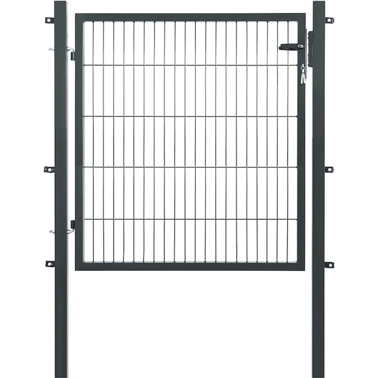JUNGELMAR Zaun-Einzeltor comfort plus 1-flg. 1200x1000mm, anthrazit, Stahl mit Füllung Einstab 200x50mm, inklusive 2 Torpfosten