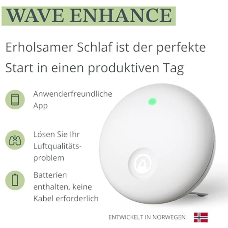 Airthings Wave Enhance, Thermometer + Hygrometer mit CO2- und VOC-Sensoren, kabellos, Weiss – Bild 3