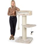 HAPPYPET Premium Kratzbaum Grosse Katzen Stabil 'Felix' - Katzenbaum, Kletterbaum, für Maine Coon, Natursisal, Dicke Stämme mit 18 cm, 120 cm Hoch
