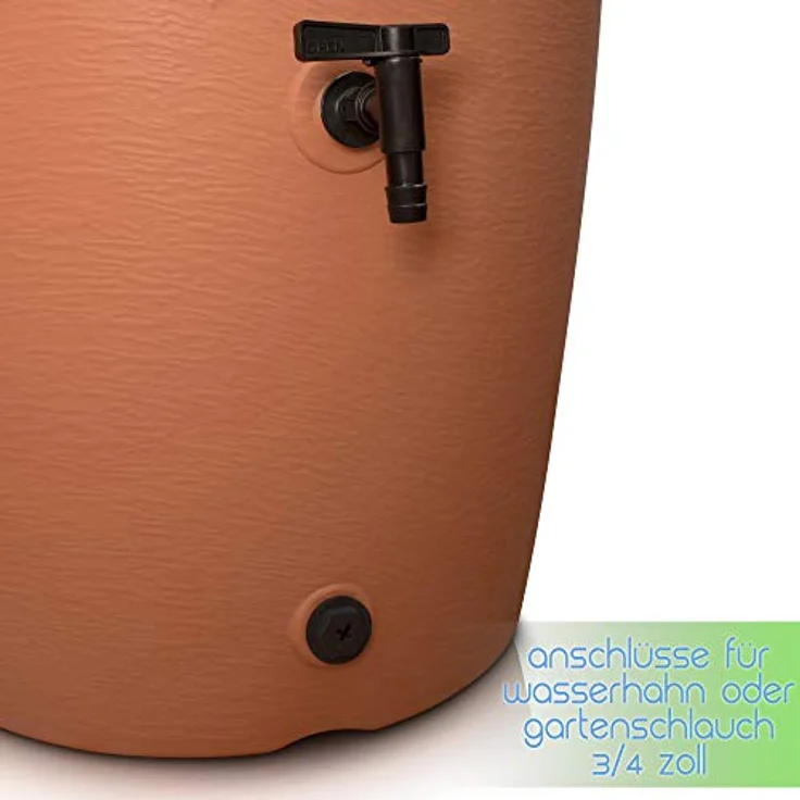 YourCasa Regentonne 210 Liter [Amphore Design] - Frostsicher, mit Wasserhahn, Terracotta – Bild 4