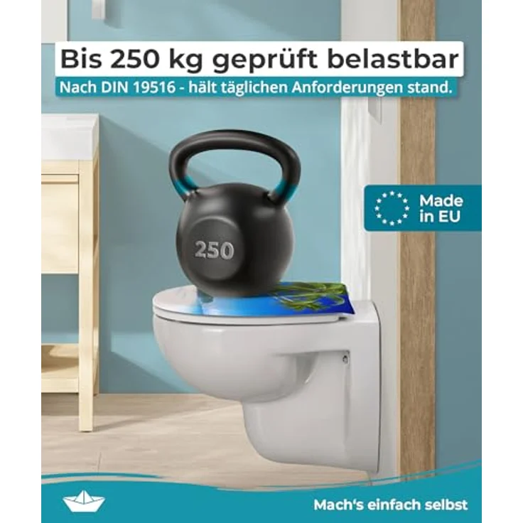 Calmwaters WC Sitz Palmenparadies 26LP6213, Antibakteriell mit Absenkautomatik und rostfreier Edelstahlbefestigung – Bild 5