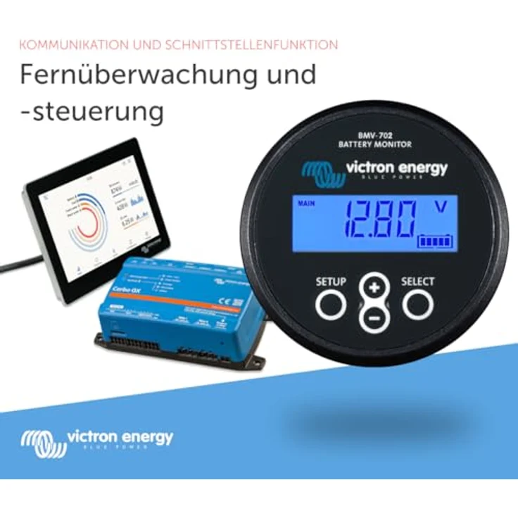 Victron Energy BMV-702 Batteriemonitor schwarz, Multifunktionsgerät mit zusätzlichem Spannungseingang und Restlaufanzeige – Bild 3