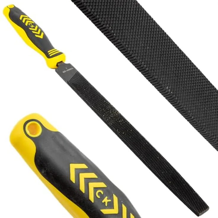C.K Werkstattfeile CK T0080A 10B, grober Hieb, 250 mm, flach, ergonomischer Griff, Kohlenstoffstahl mit Schwarzoxid-Beschichtung