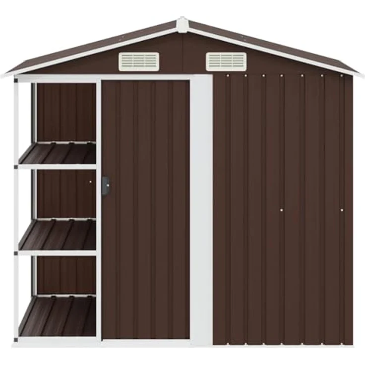vidaXL Gartenhaus Gartenhaus mit Regal Braun 205x130x183 cm Eisen – Bild 7