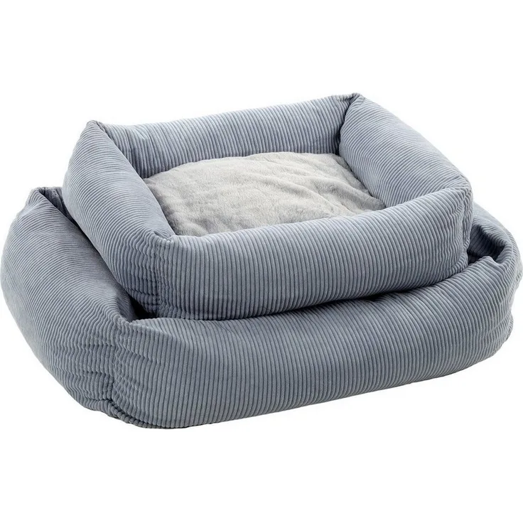 Flamingo Hundebett Colette rechteckig blau, rutschfester Boden, doppelseitiges Plüsch-Kissen - Preisvergleich