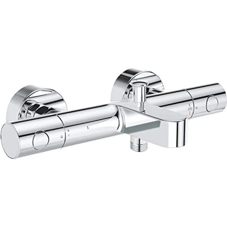 GROHE Grohtherm 800 Cosmopolitan - Thermostat-Wannenbatterie (S-Anschlüsse, mit ergonomischem Metallgriff & Spartaste, Umstellung: Wanne/Dusche), chrom, 34766000 – Bild 1
