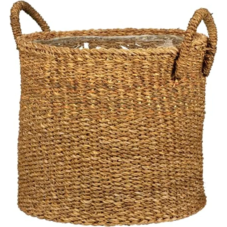 Scheurich Seegras 37, Korbgefäß/Korb-Pflanzgefäß/Korbtopf mit Griffen aus Seegras, Nut, 38 cm Durchmesser, 33 cm hoch, 37,4 l Vol. – Bild 1