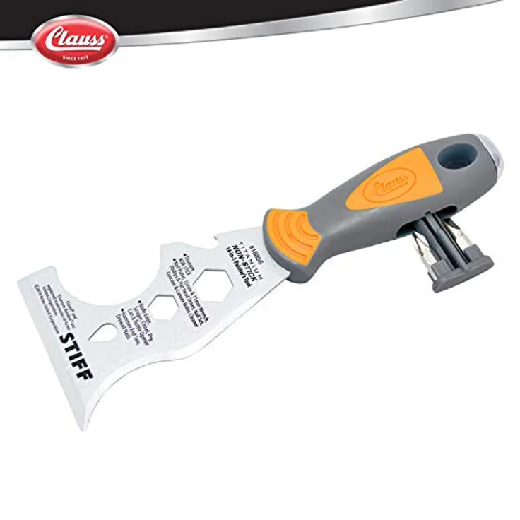 Clauss 14-in-1 Titannitrid beschichtetes Non-Stick Malerwerkzeug mit Kreuzschlitz- und Flachkopf-Schraubendreher, 18856, Grau Orange – Bild 2