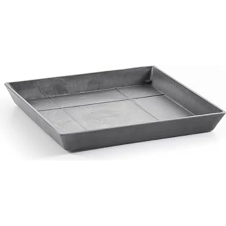 ECOPOTS Blumentopfuntersetzer SQUARE SAUCER Grey, aus Recyclingkunststoff, bruchsicher, leicht und UV-beständig