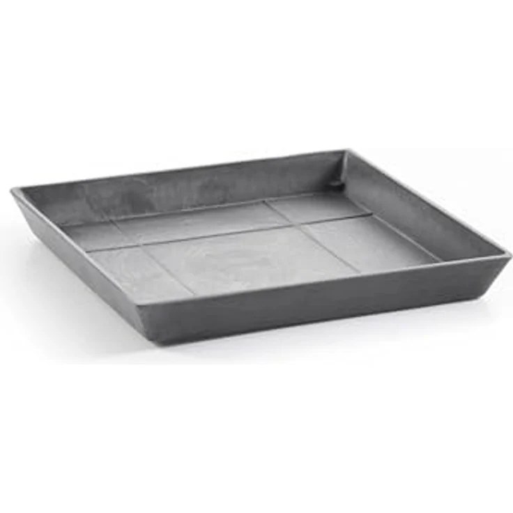 ECOPOTS Blumentopfuntersetzer SQUARE SAUCER Grey, aus Recyclingkunststoff, bruchsicher, leicht und UV-beständig – Bild 1