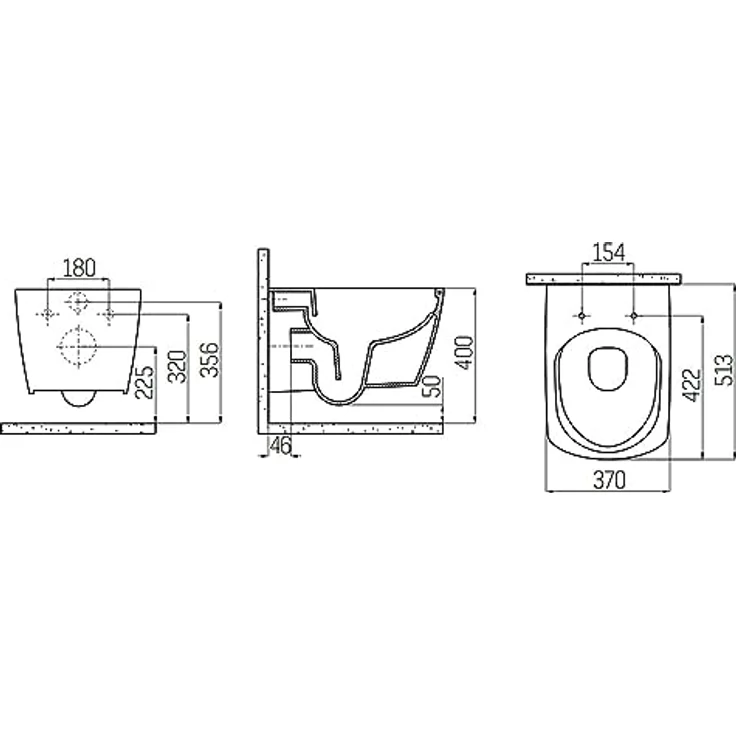 Creavit Design RimOff Hänge WC mit Taharet Edelstahl-Düse (Bidet) Weiß – Bild 4