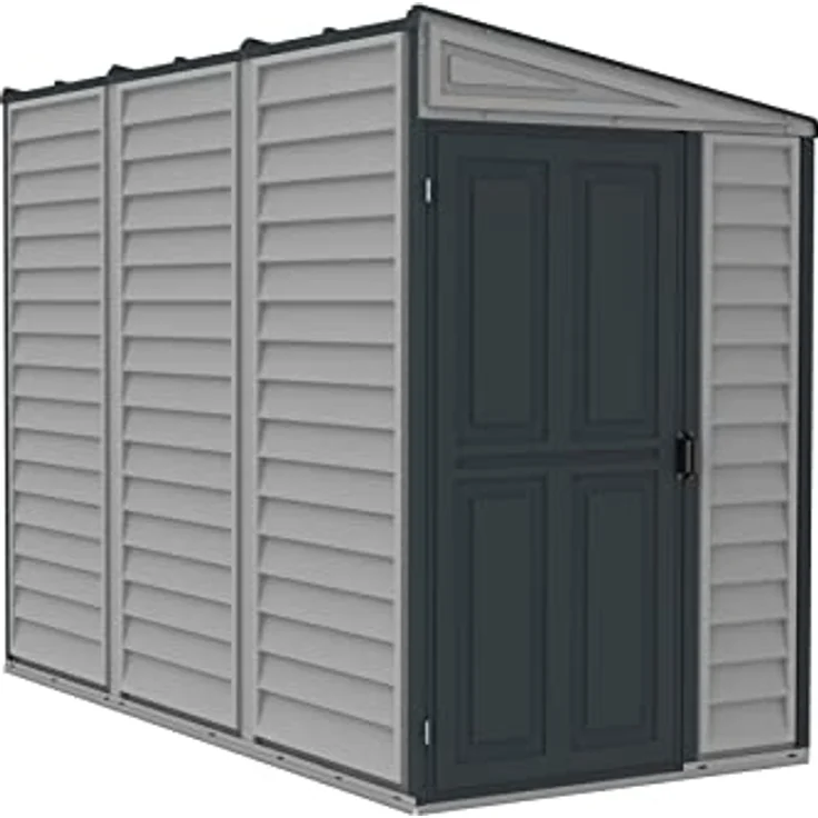 Duramax SideMate PLUS 4 x 8 (2.91 m²) Kunststoff gerätehaus mit Metallfundament Set, Wendetür, robuste Metalldachkonstruktion, wartungsfreier Vinylschuppen, Elfenbein – Bild 5