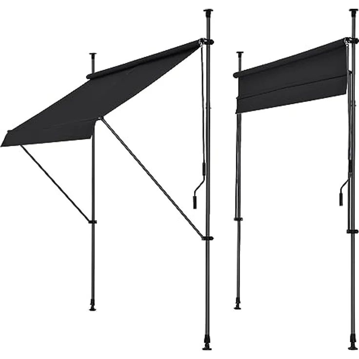 osoltus Klemmmarkise, Balkonmarkise, höhenverstellbar, mit Handkurbel, Sonnenschutz, für Balkon, Terrasse, Garten (250cm, Anthrazit) – Bild 4