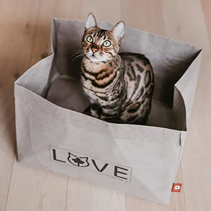 CanadianCat Company | Katzenbett 45 x 35 x 35 cm - Kuschelbett, Bettchen für alle Katzen die Pappe und Papier lieben – Bild 3