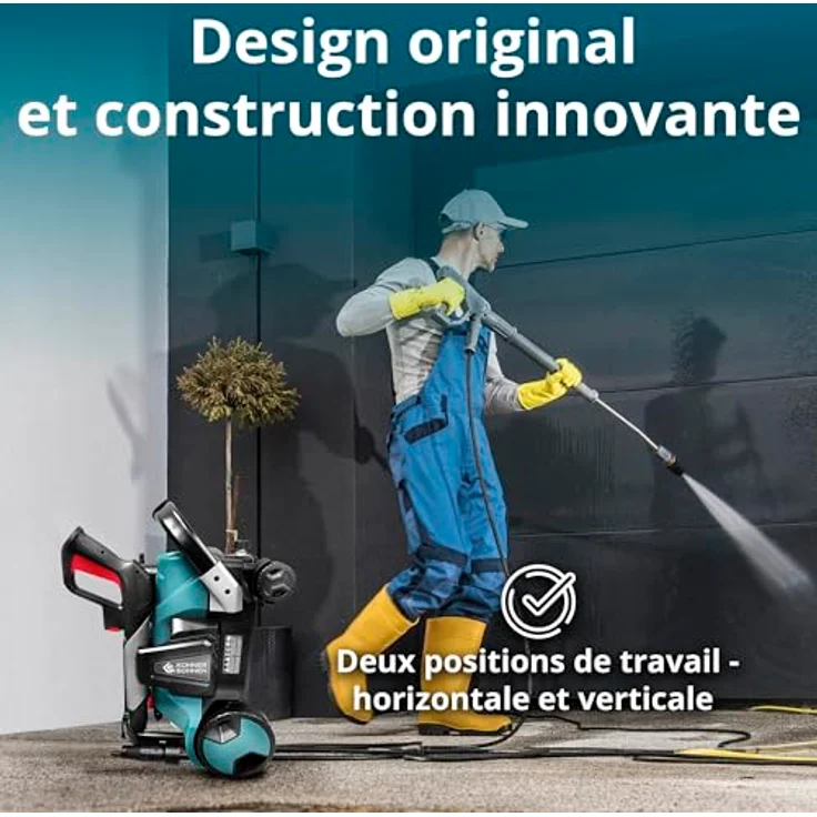 Könner & Söhnen Hochdruckreiniger KS PW160HV, 160 bar max. Druck, 336 l/h Fördermenge, Auto-Start/Stopp-System, 8 m Hochdruckschlauch, Aluminiumgehäuse – Bild 3