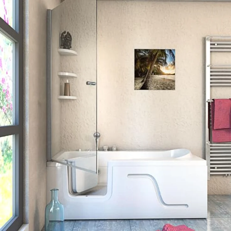AcquaVapore Komplettdusche Kombi Duschkabine Whirlpool Seniorenwanne mit Tür S17D-EH-WP-R-EC, Sicherheitsglas ESG, inkl. Duschwanne, Integrierte Massagedüsen, Überlauf Abfluss, Whirlpool – Bild 2