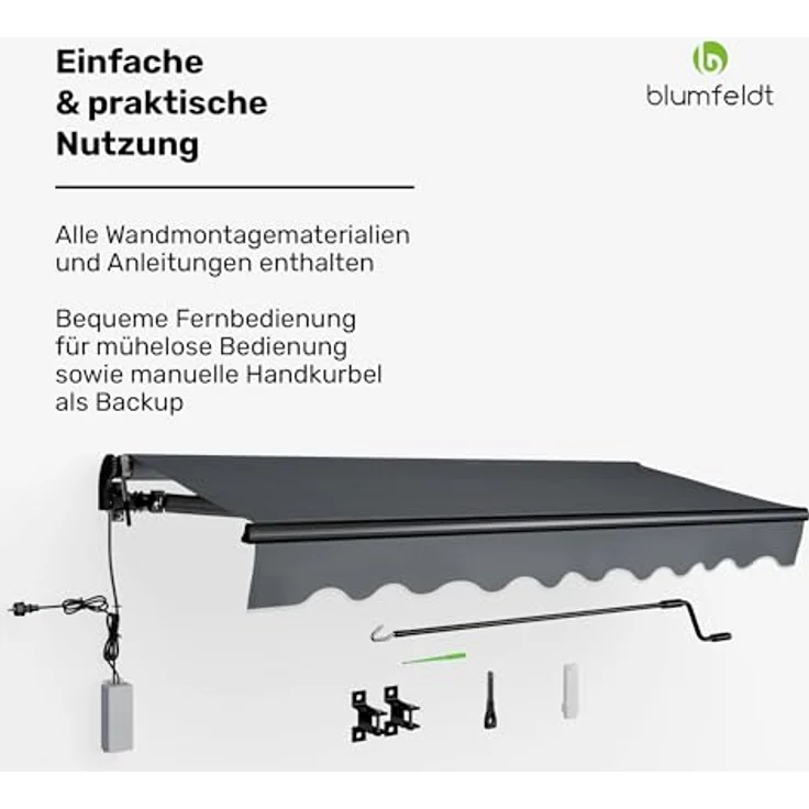 blumfeldt CloudShade Markise (Set), UV-Schutz Gelenkarmmarkise mit WLAN und Bluetooth Smart Remote, 250 x 200 cm für Balkon und Terrasse – Bild 5