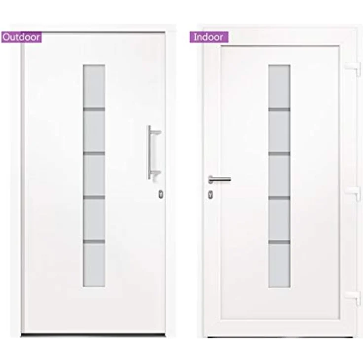 vidaXL Eingangstür, Haustür aus Aluminium und PVC, weiß, mit 5-fach-Sicherheitsschloss, isolierverglast, 100x210 cm – Bild 4