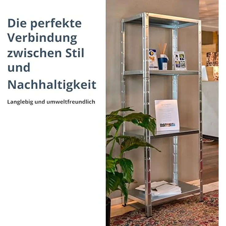 Schulte Regalwelt Lagerregal mit 4 PowerMAX-Fachböden, 180x80x40cm Regalsystem, Steckregal mit einfacher Montage ohne Verschrauben, Traglast je Boden bis zu 65 Kg (bis zu 260 Kg Gesamttraglast) - 4056397004431 – Bild 7