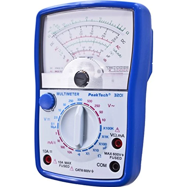 PeakTech Analog Multimeter , Cat III 600V , Amperemeter 10A DC , Voltmeter 500V AC-DC , Ohm-Meter , Durchgangsprüfer, 1 Stück, P 3201 – Bild 3