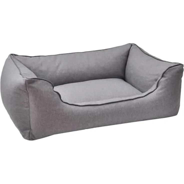 Aumüller Hundesofa Basic Line, Grau - 80 cm - Sofa für Hunde mit formstabilen Kissenrand | Herausnehmbares Kissen | Abnehmbarer Bezug | Gefertigt in Europa