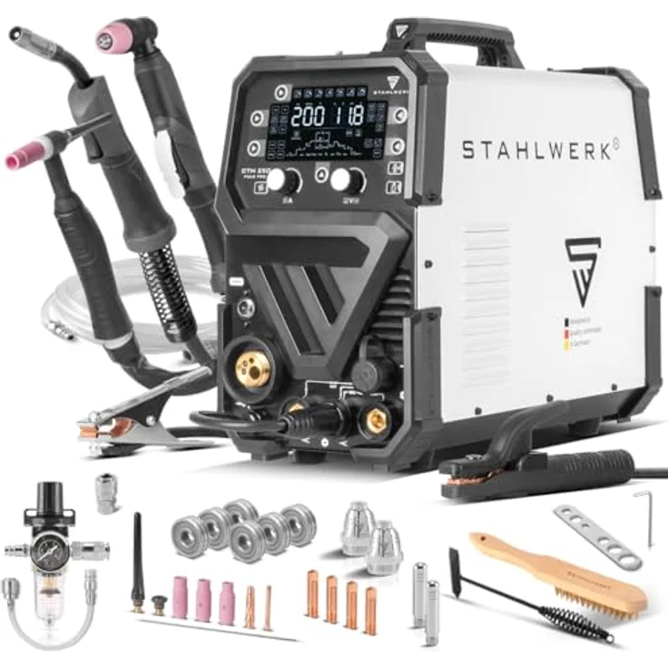 STAHLWERK CTM-250 Puls Pro, 6-in-1 Schutzgasschweißgerät mit 200 Ampere und Plasmaschneider, IP21S, 15,7 kg – Bild 1