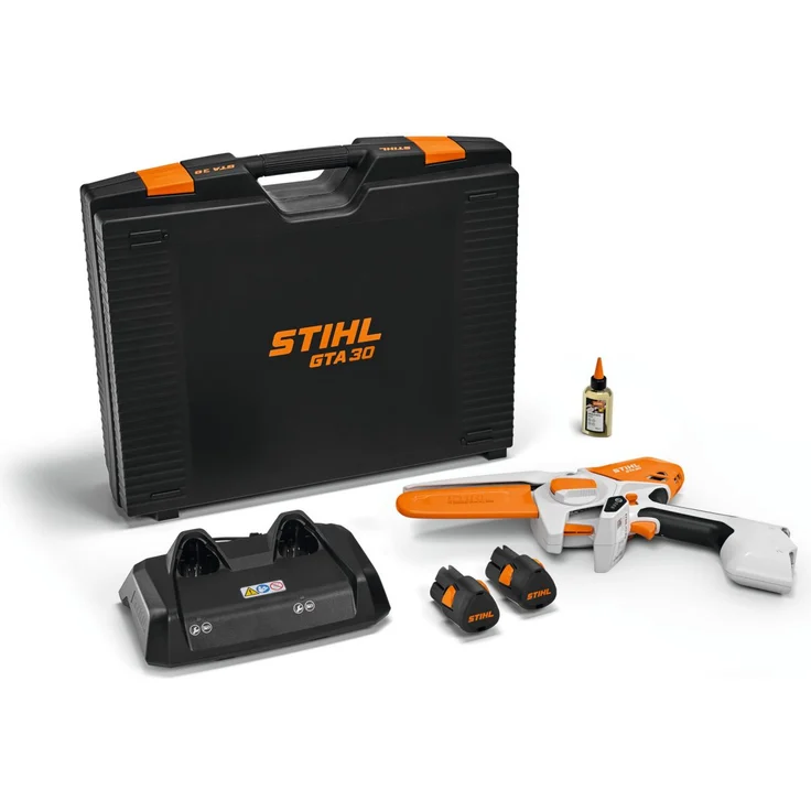 STIHL GTA 30 Akku-Gehölzschneider Set mit 2x AS 2 Akku, AL 5-2 Schnellladegerät, Koffer & Bio-Multioil