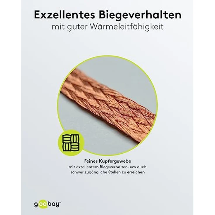 Goobay 45245 Entlötlitze 1mm reines Kupfer Entlötdraht zur Lötzinn Entfernung an Lötstellen Entlöten ideale Wärmeleitfähigkeit Lötlitze 1,5 m Spule – Bild 4